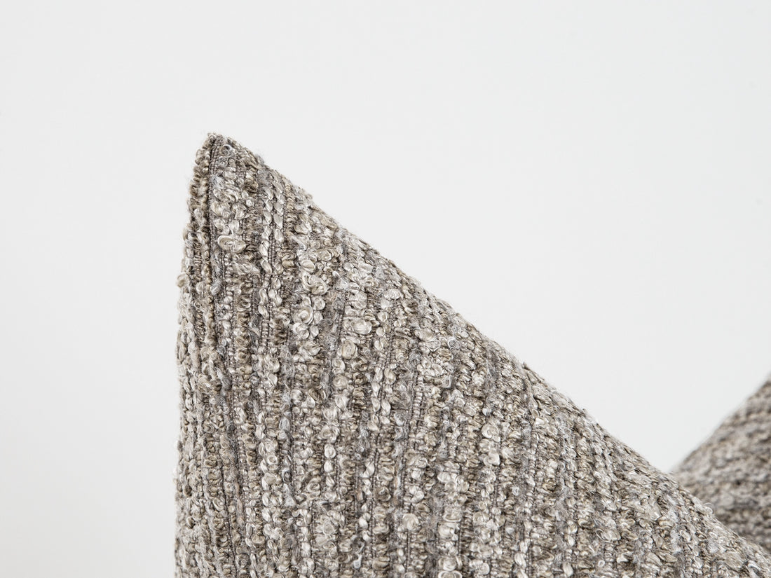 Greige Boucle Ribbed Pillow Cover