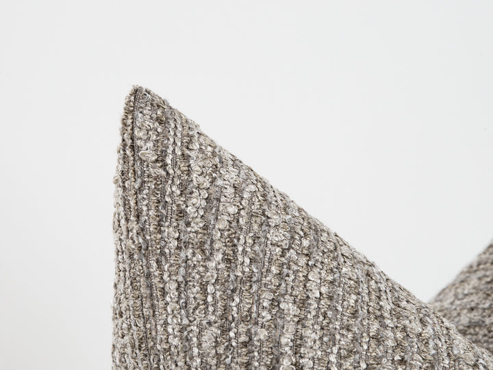 Greige Boucle Ribbed Pillow Cover