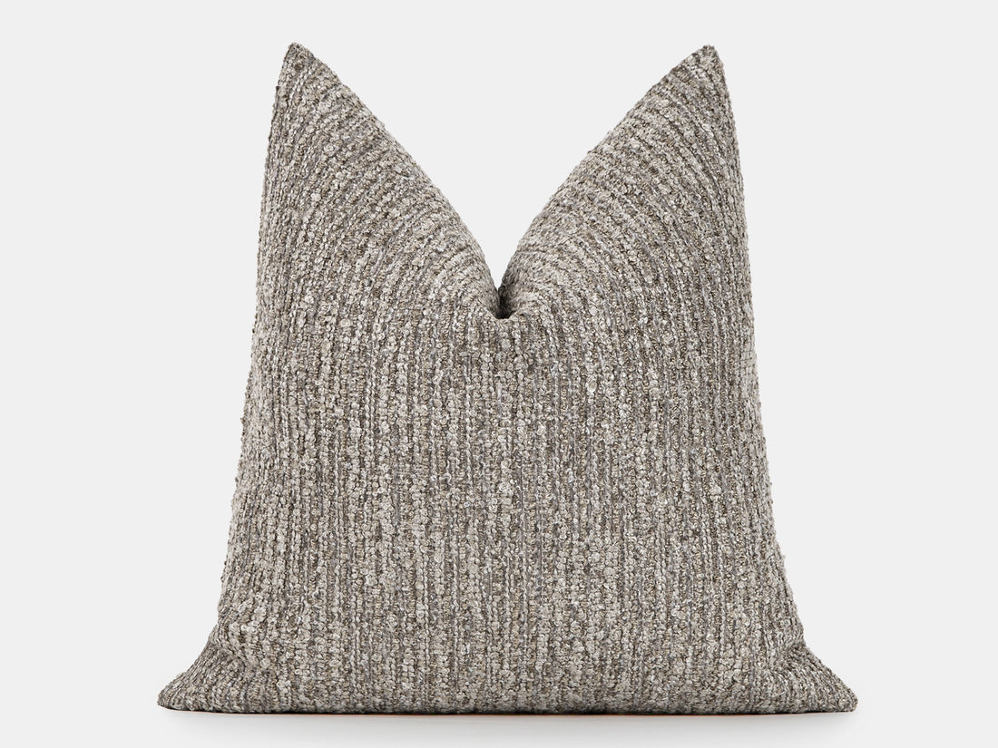 Greige Boucle Ribbed Pillow Cover