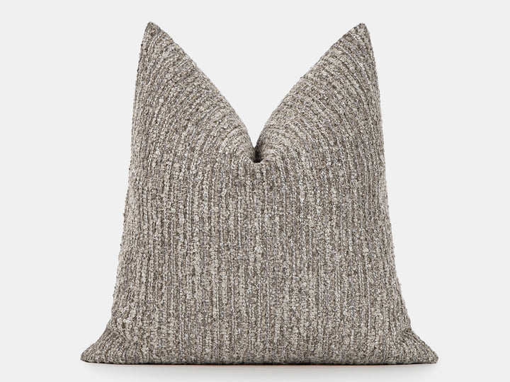 Greige Boucle Ribbed Pillow Cover