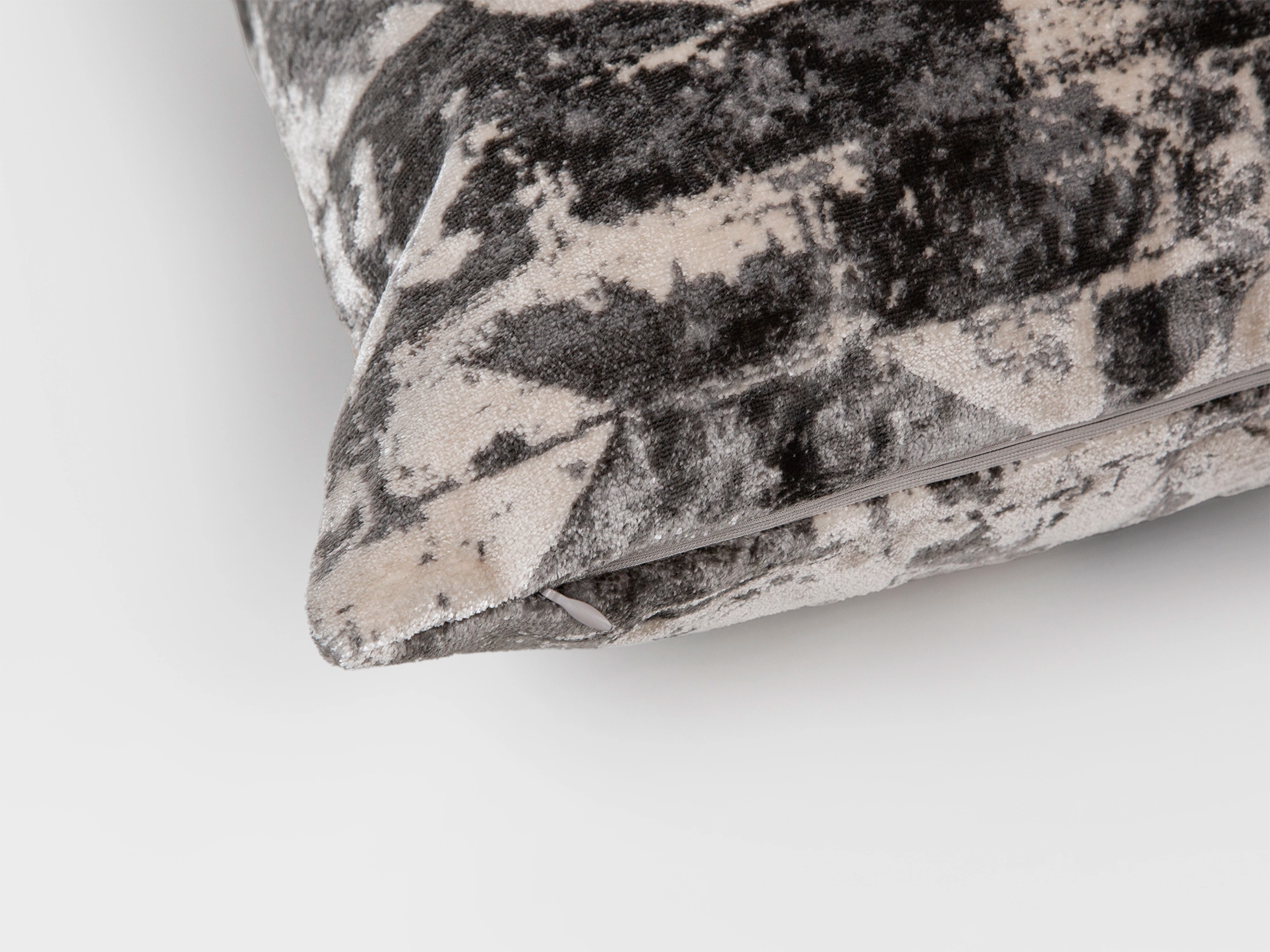 Greige Abstract Cut Velvet Pillow Cover