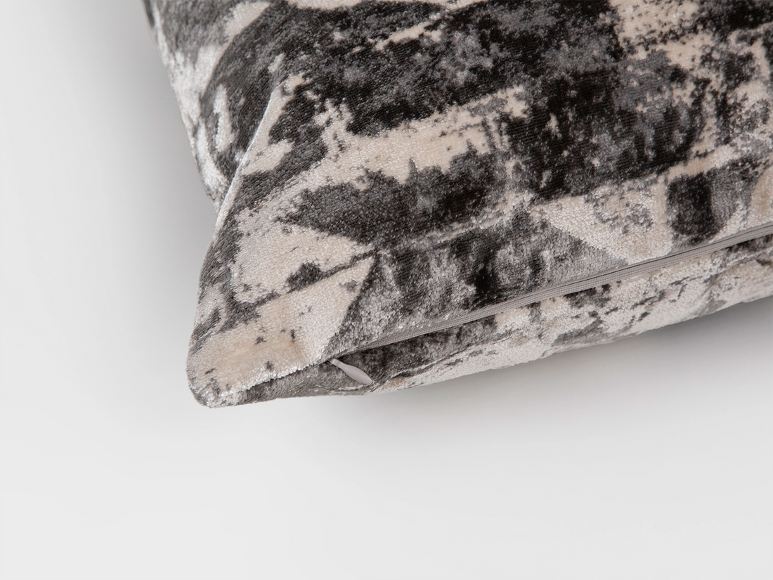 Greige Abstract Cut Velvet Pillow Cover