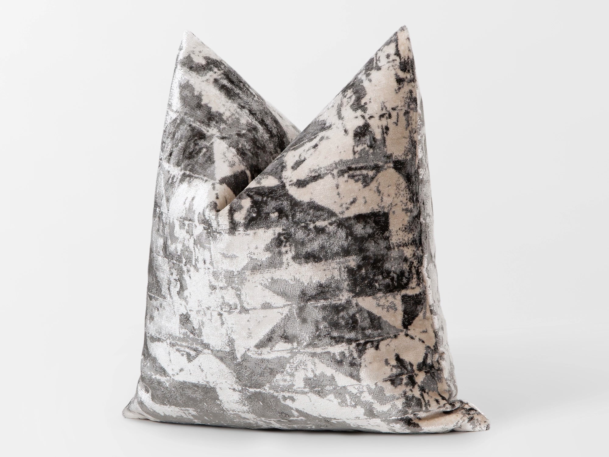 Greige Abstract Cut Velvet Pillow Cover