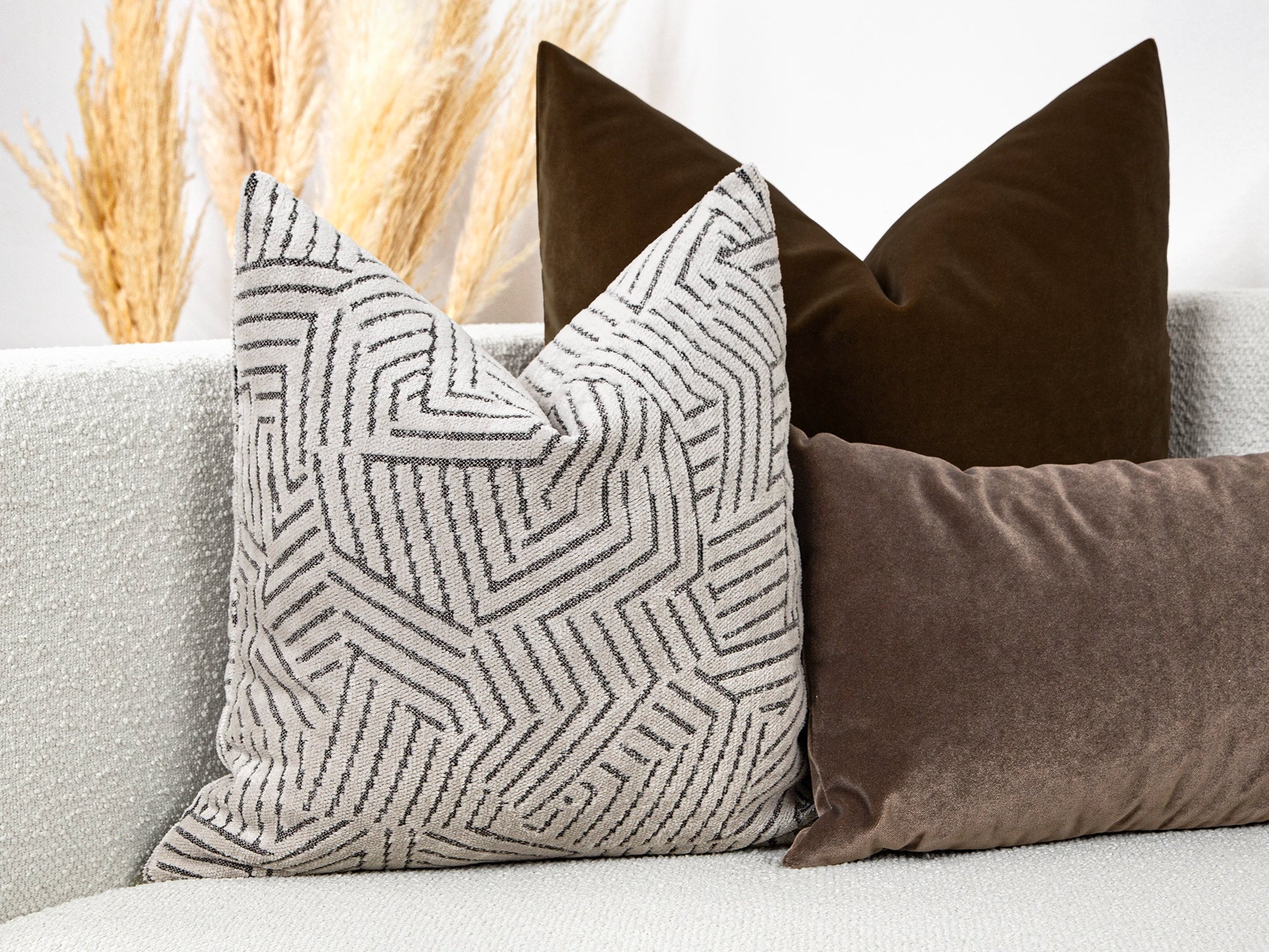 Greige Textured Geometric Pillow Cover