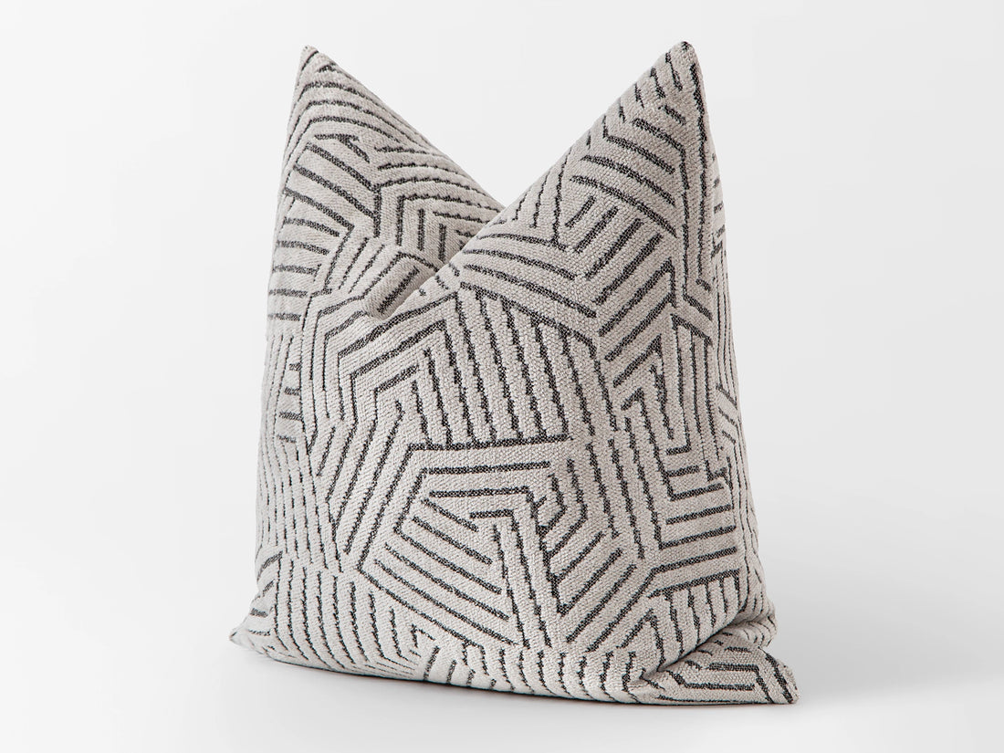 Greige Textured Geometric Pillow Cover