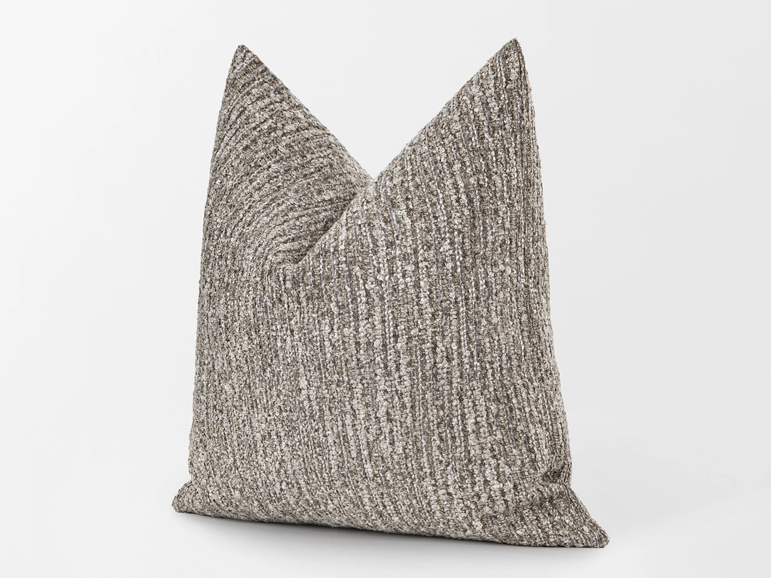 Greige Boucle Ribbed Pillow Cover
