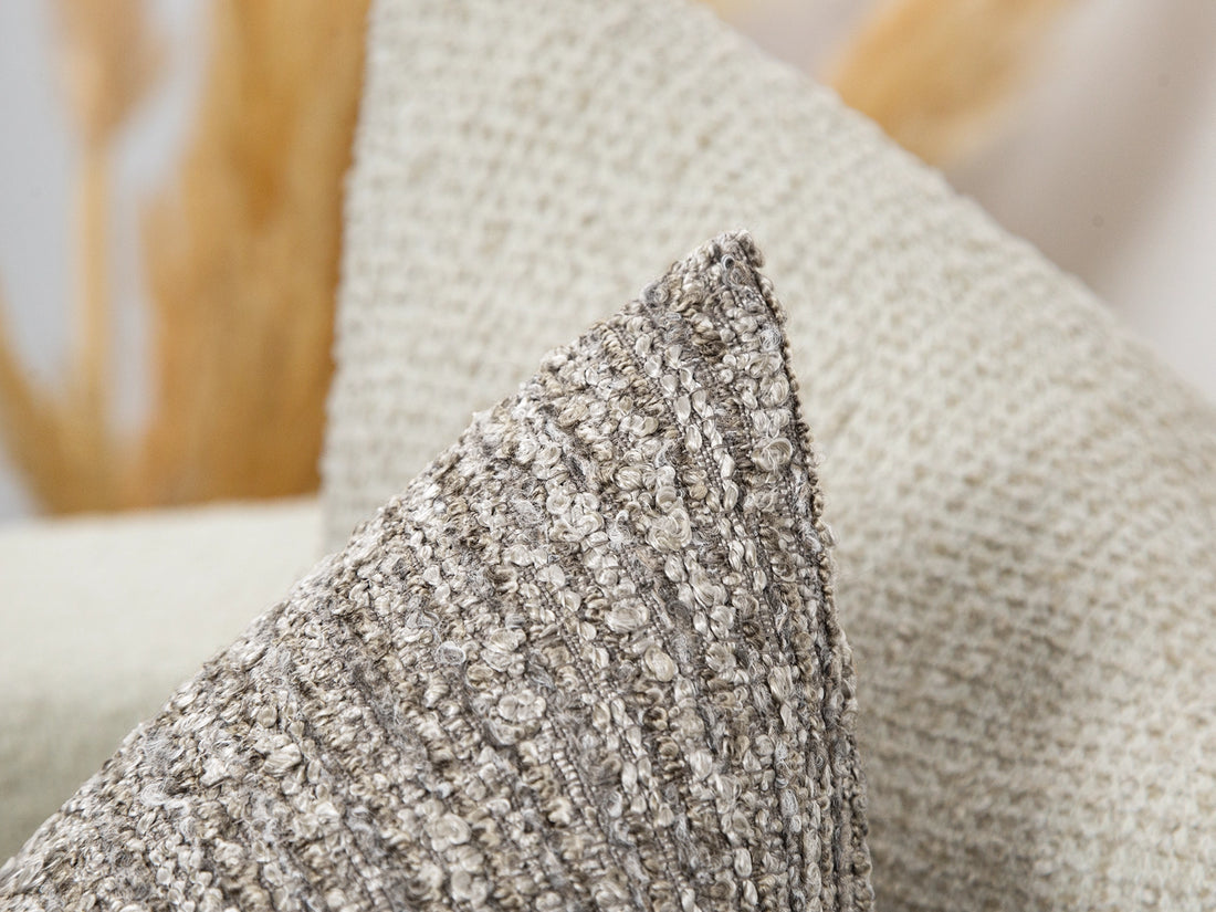 Greige Boucle Ribbed Pillow Cover
