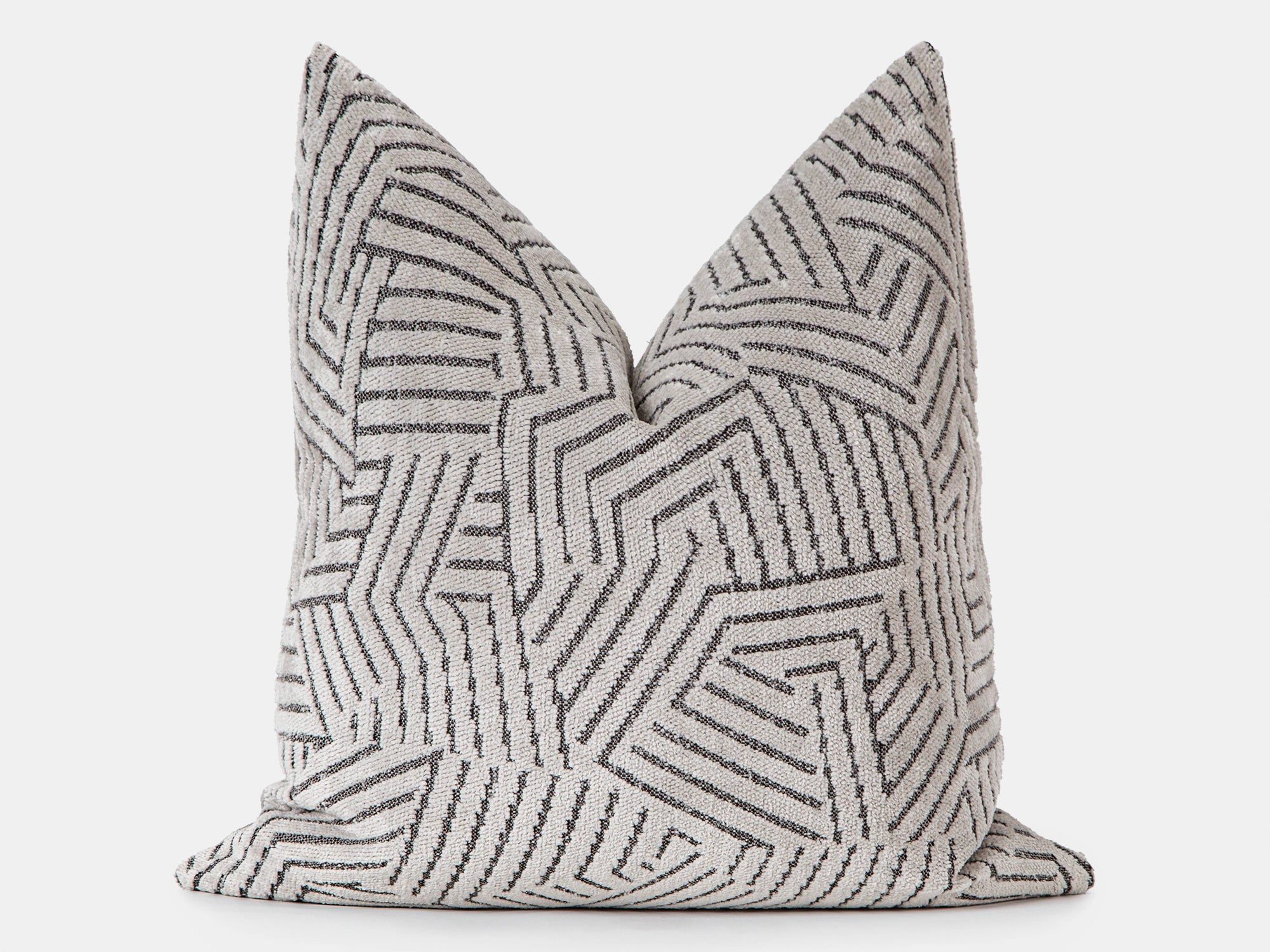 Greige Textured Geometric Pillow Cover