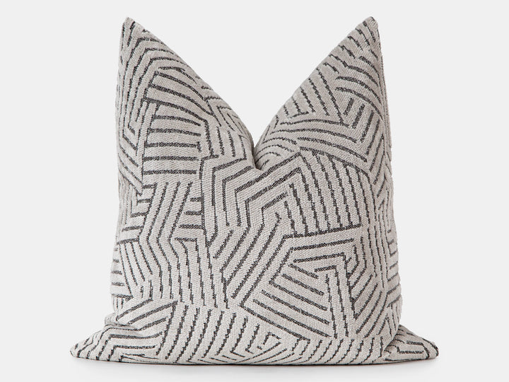 Greige Textured Geometric Pillow Cover