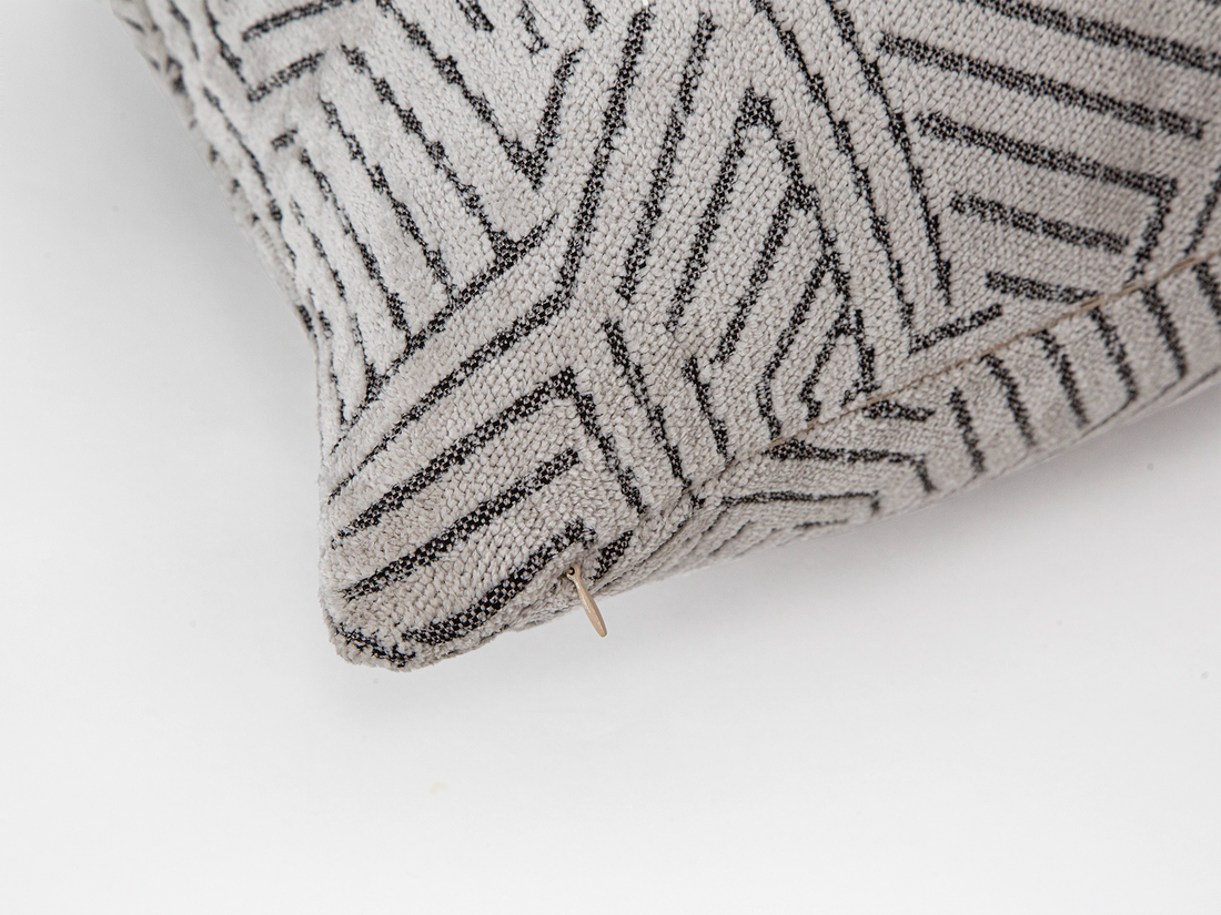 Greige Textured Geometric Pillow Cover