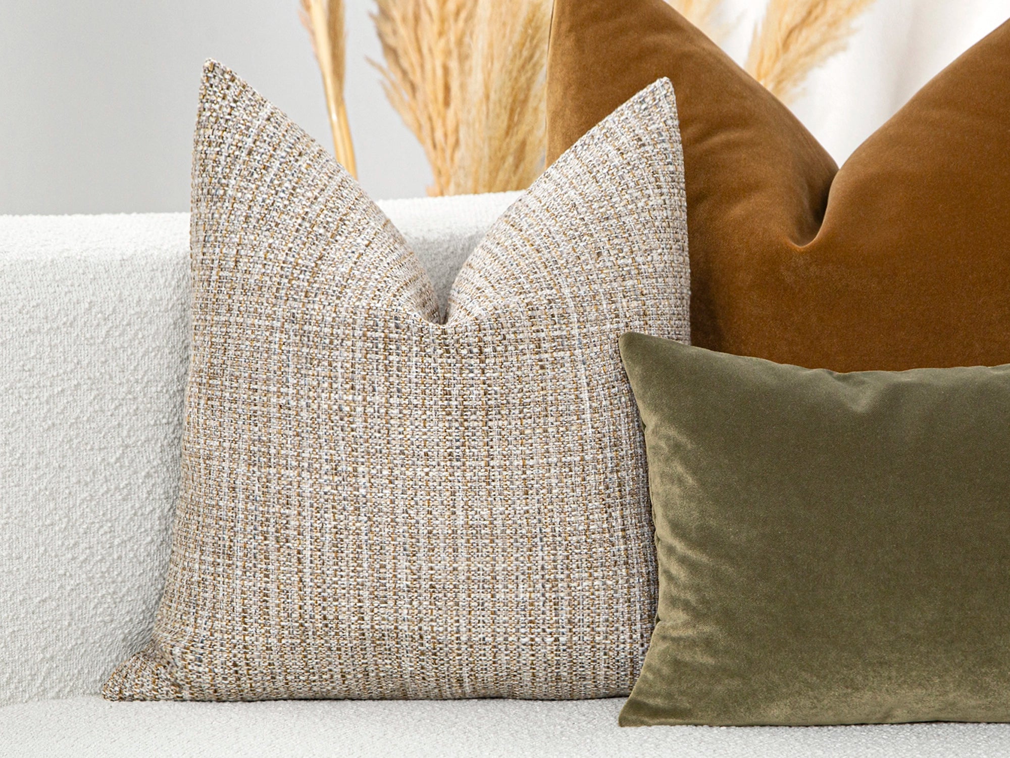 Greige Woven Pillow Cover