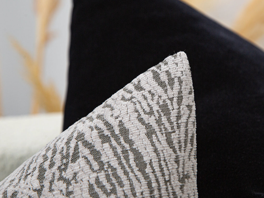 Greige Abstract Zebra Textured Pillow Cover