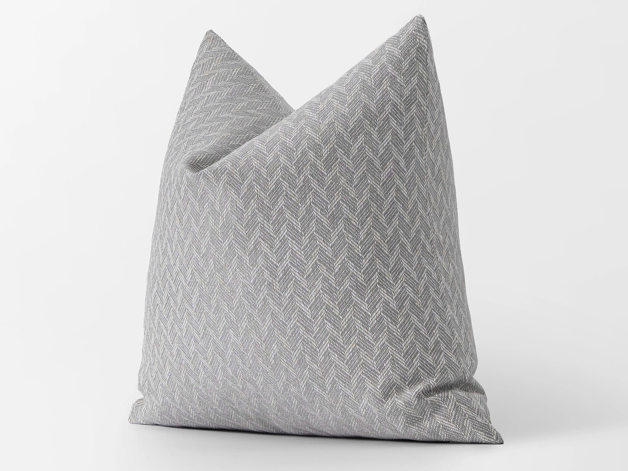 Gray Herringbone Linen Pillow Cover