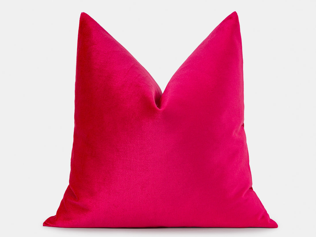 Hot Coral Pink Luxe Velvet Pillow Cover