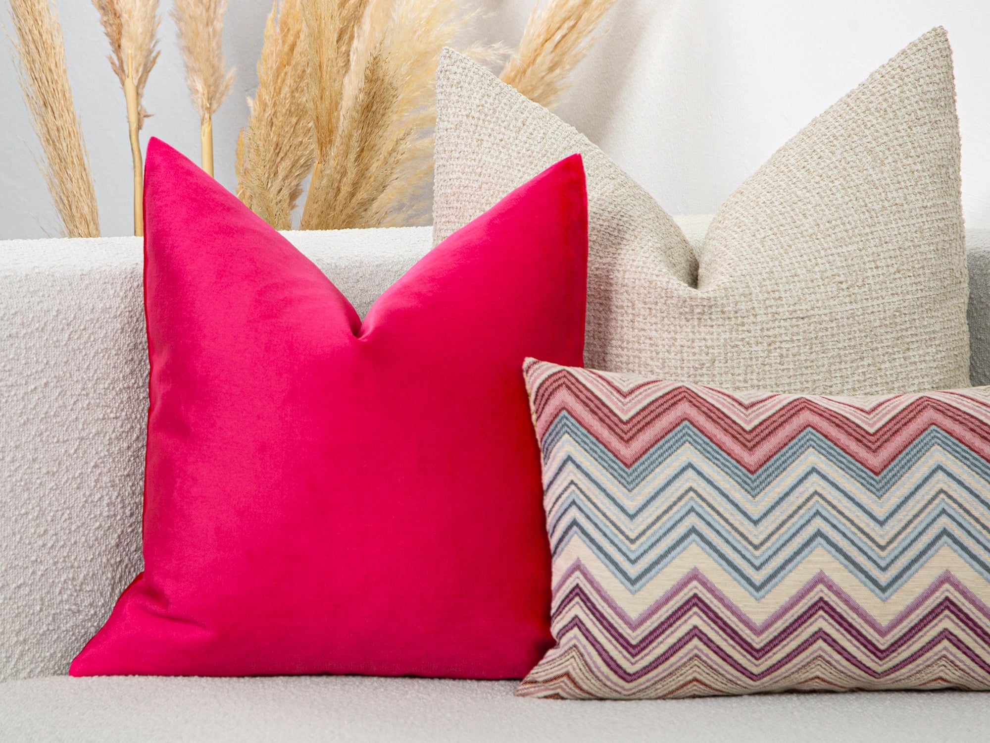 Hot Coral Pink Luxe Velvet Pillow Cover