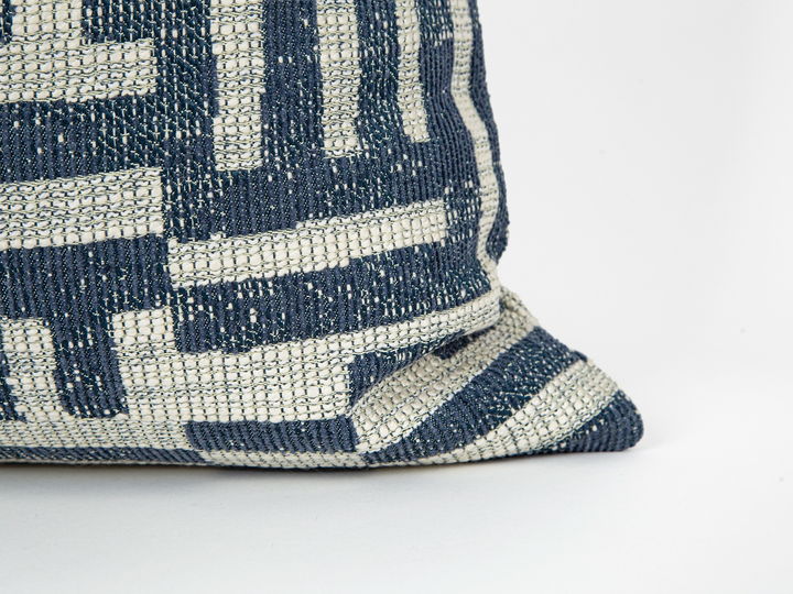 Indigo Geometric Woven Pillow Cover