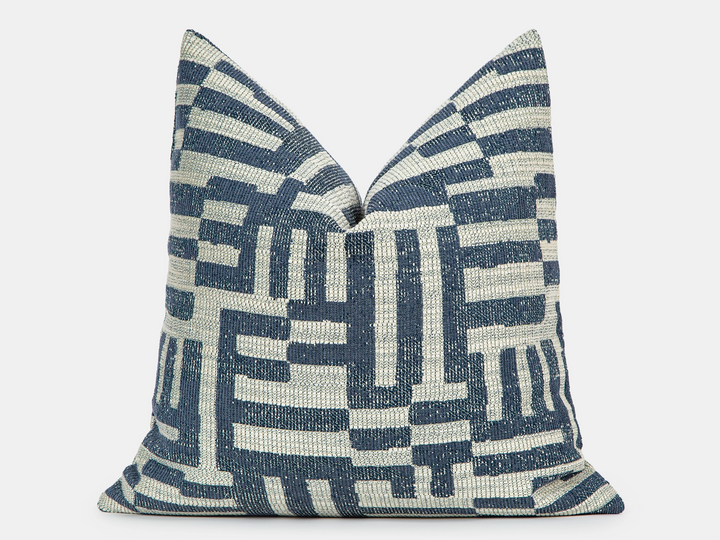 Indigo Geometric Woven Pillow Cover