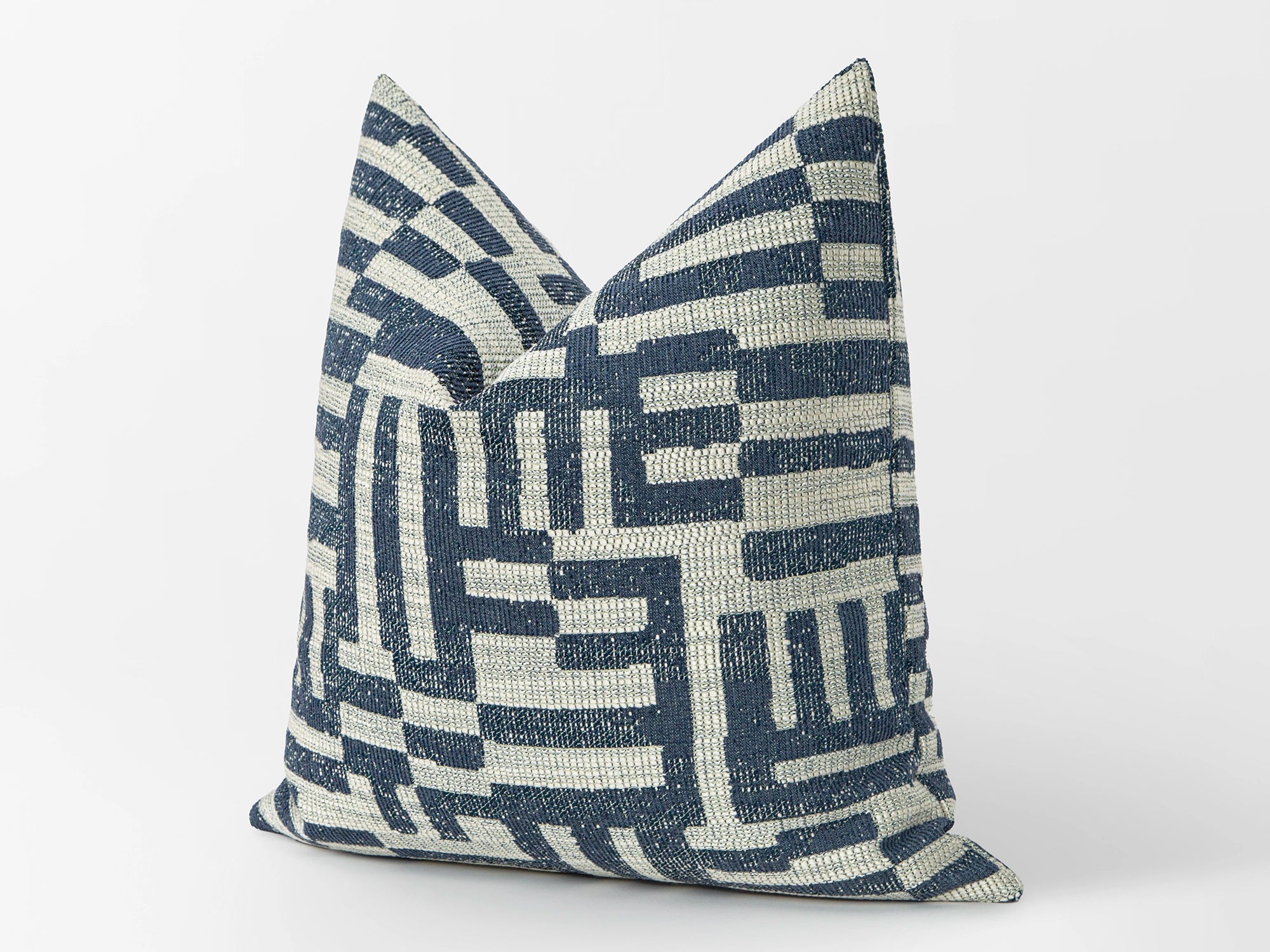 Indigo Geometric Woven Pillow Cover