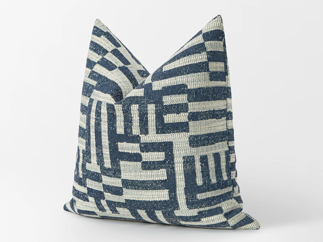 Indigo Geometric Woven Pillow Cover