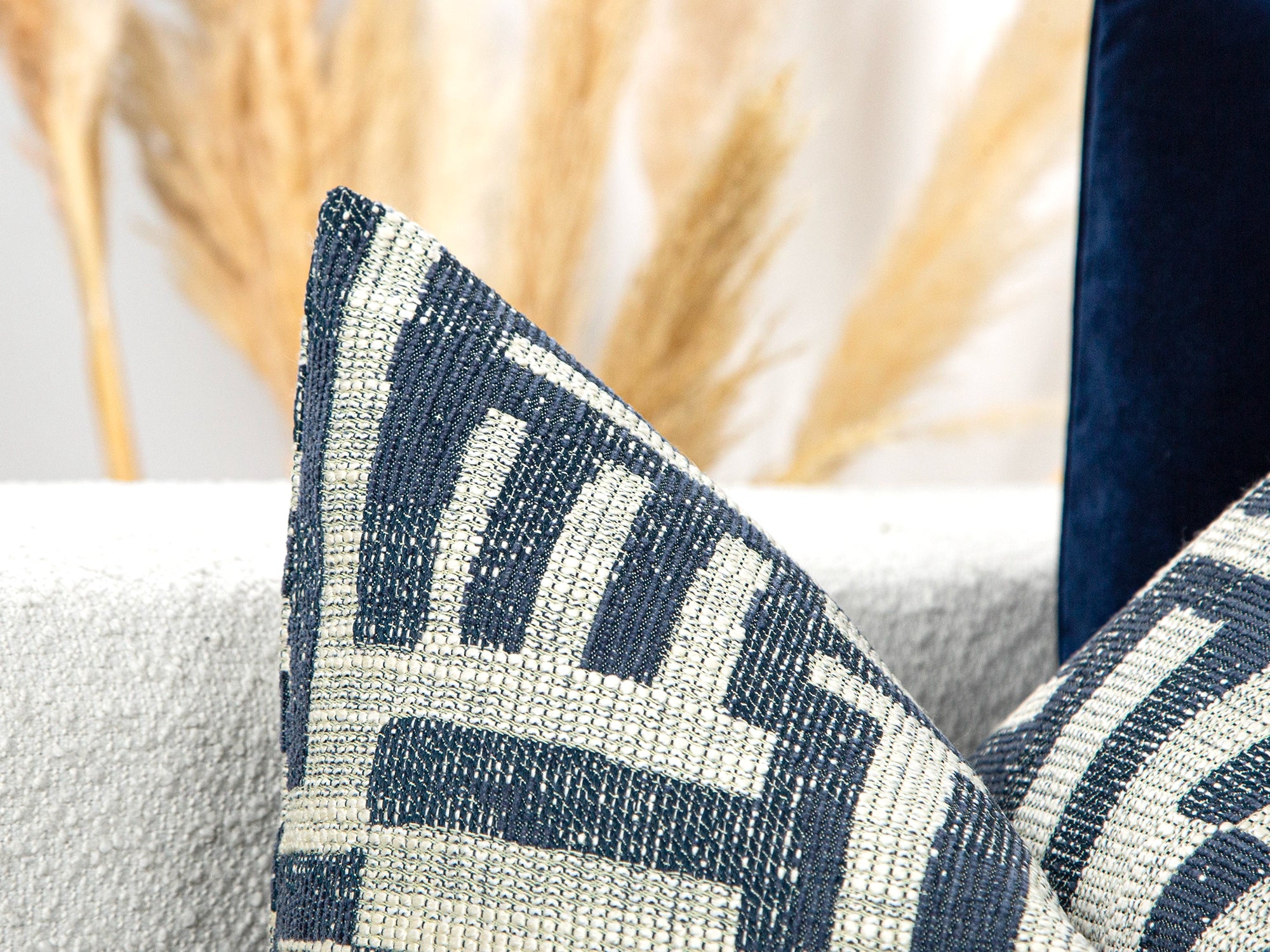 Indigo Geometric Woven Pillow Cover