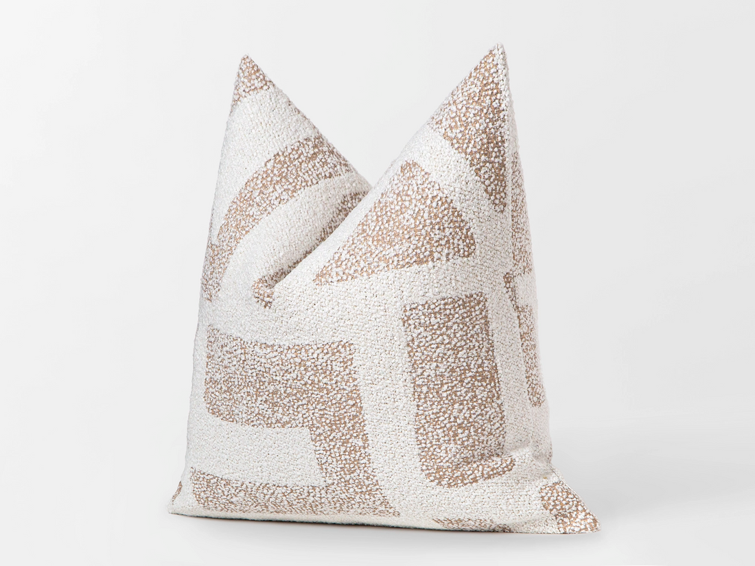 Ivory Geometric Boucle Pillow Cover