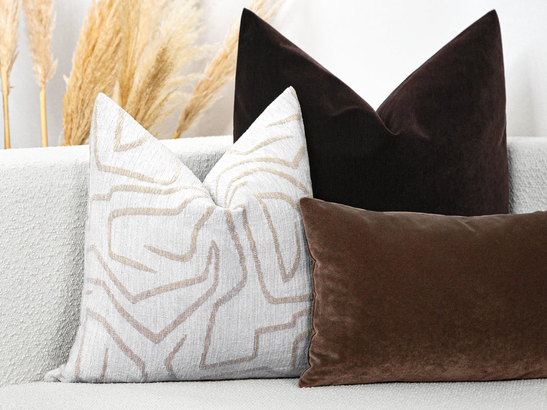Ivory and Beige Graffito Pillow Cover