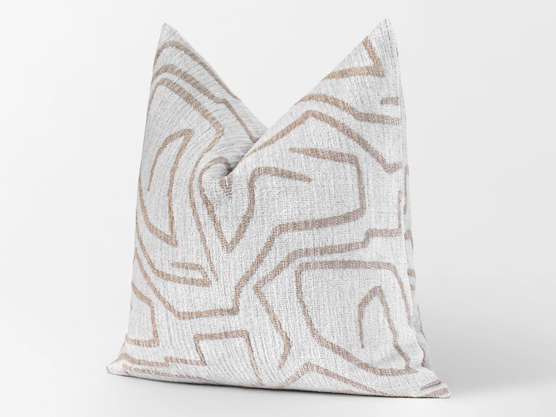 Ivory and Beige Graffito Pillow Cover