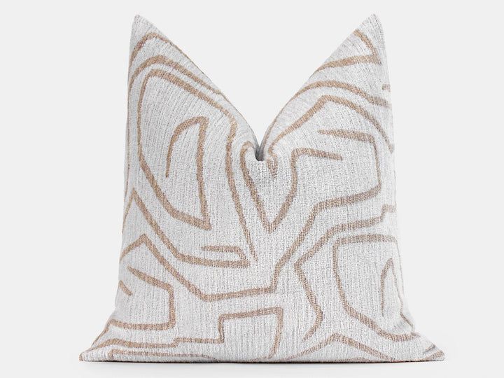 Ivory and Beige Graffito Pillow Cover