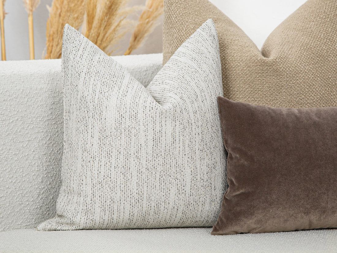 Ivory Speckled Woven Pillow Cover