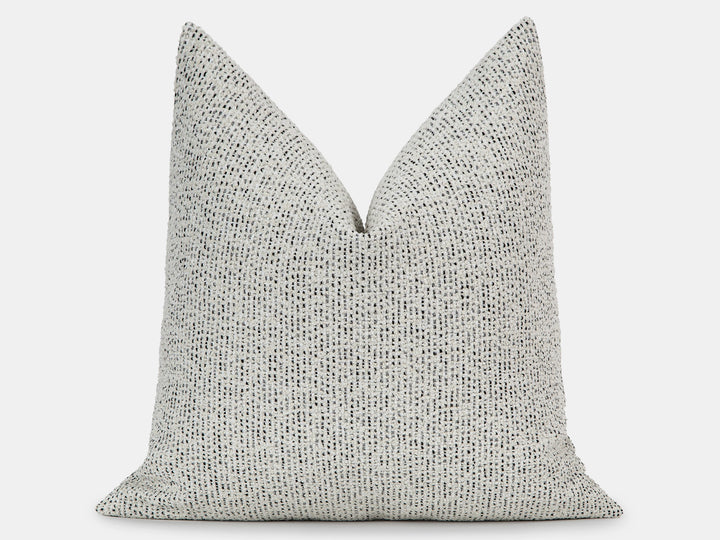 Ivory Black Speckled Woven Pillow Cover