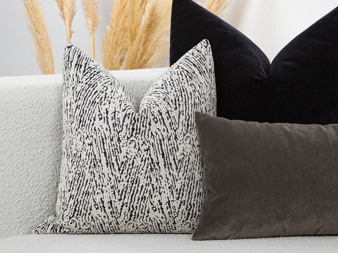 Ivory and Black Abstract Zebra Pillow Cover