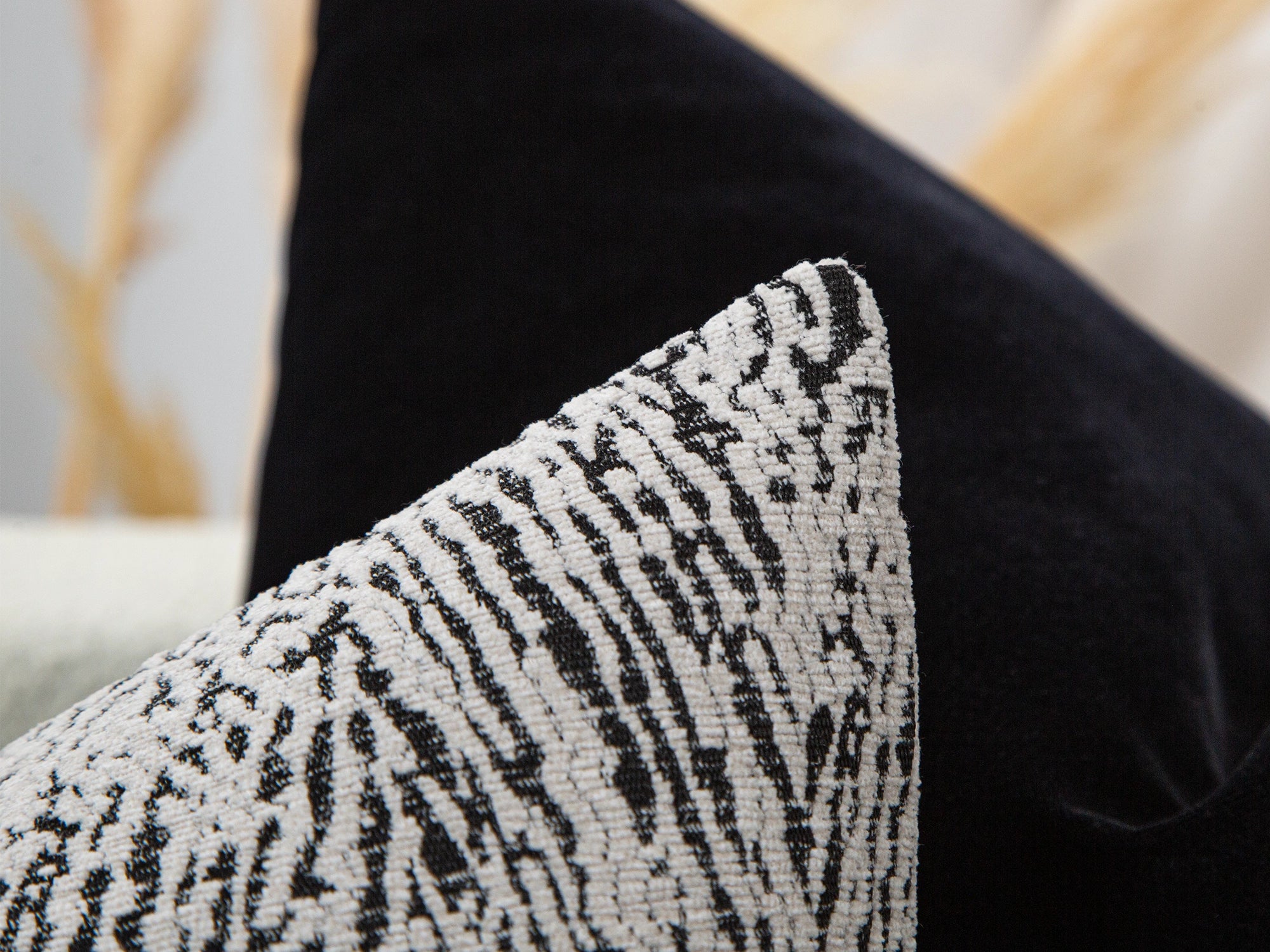 Ivory and Black Abstract Zebra Pillow Cover