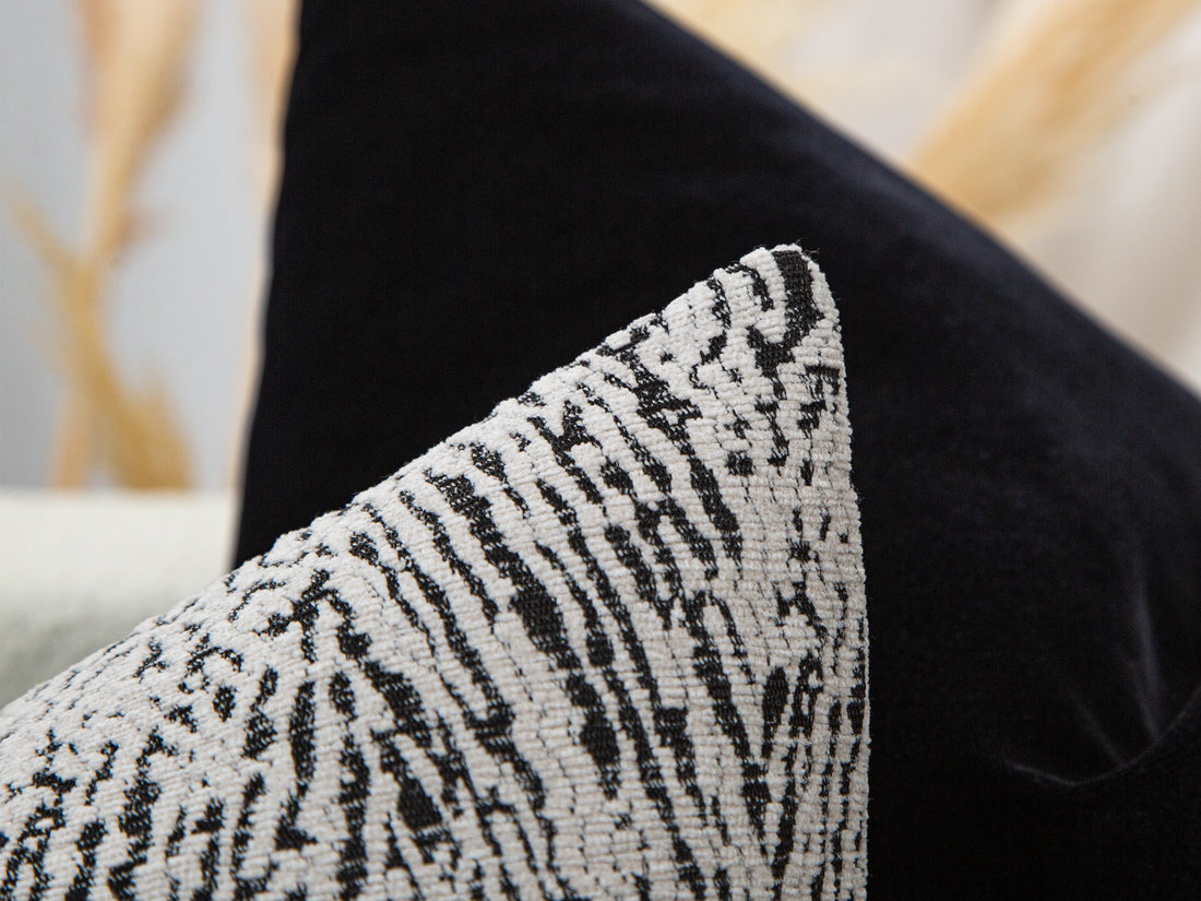 Ivory and Black Abstract Zebra Pillow Cover
