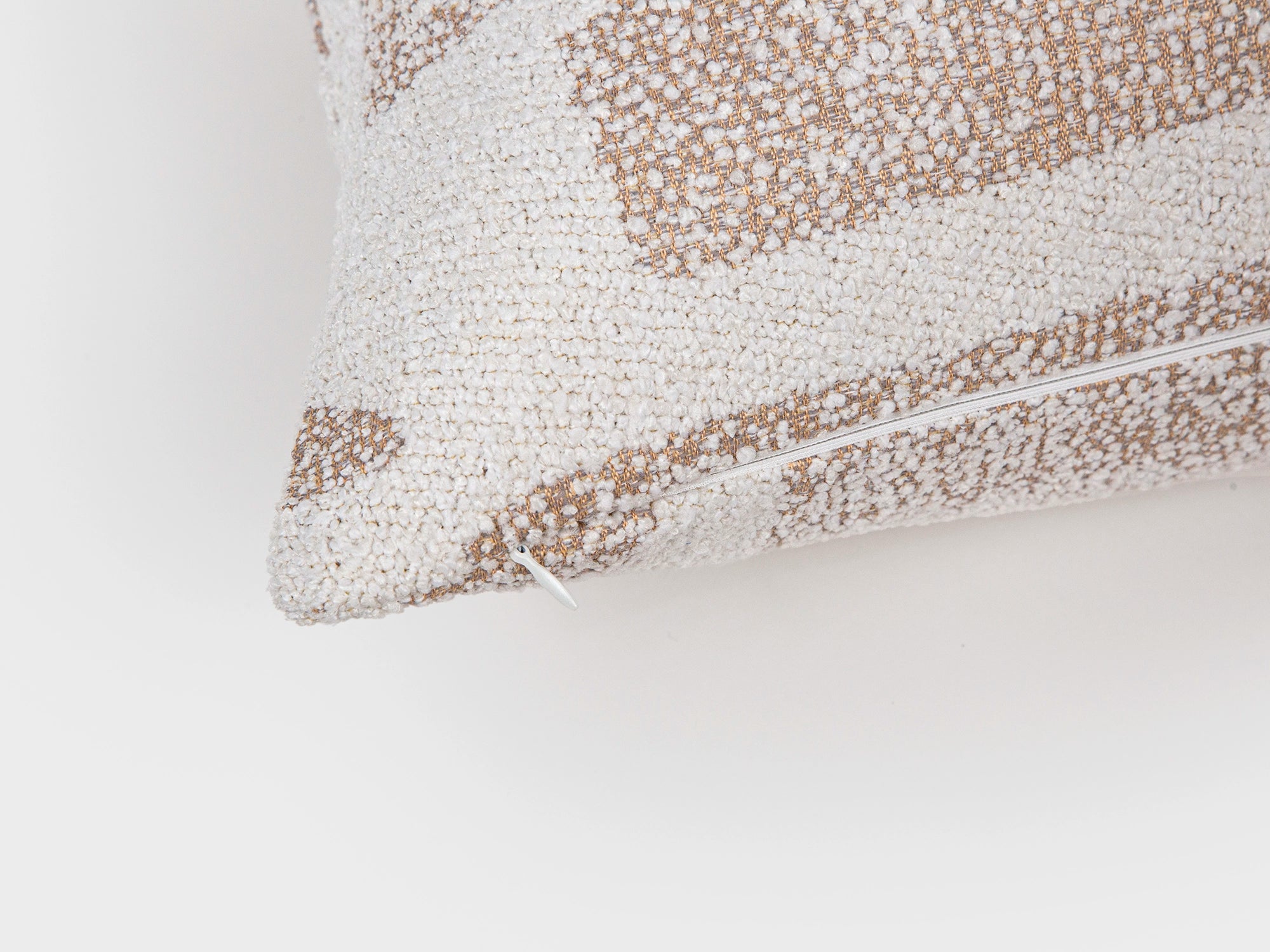 Ivory Geometric Boucle Pillow Cover
