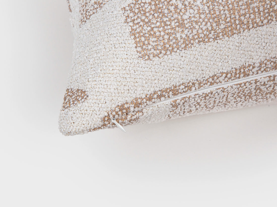 Ivory Geometric Boucle Pillow Cover