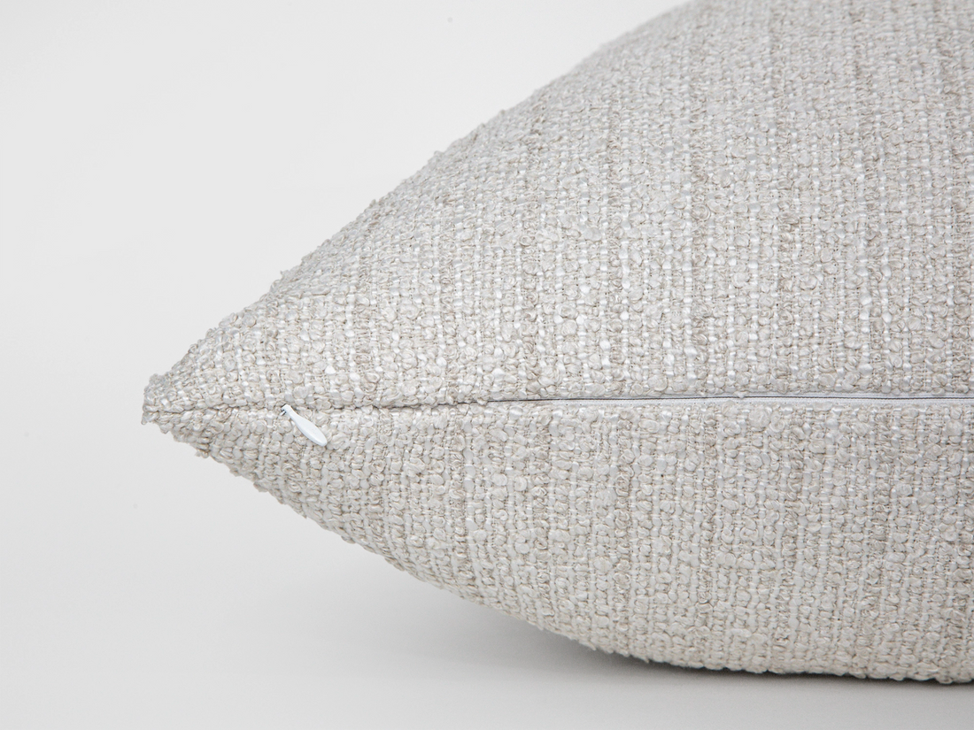 Ivory Linear Boucle Pillow Cover