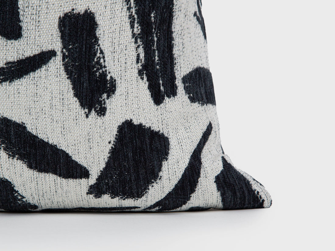 Ivory Brushstroke Woven Pillow Cover