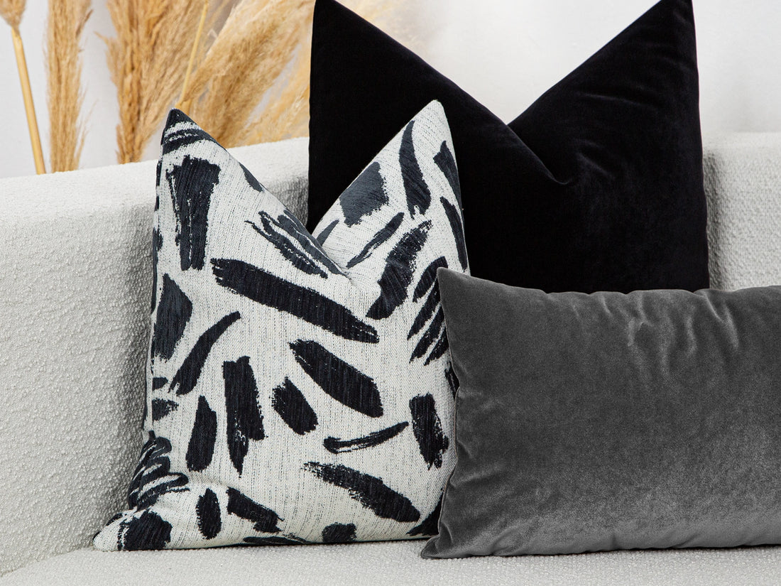 Ivory Brushstroke Woven Pillow Cover