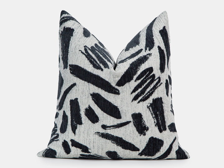 Ivory Brushstroke Woven Pillow Cover