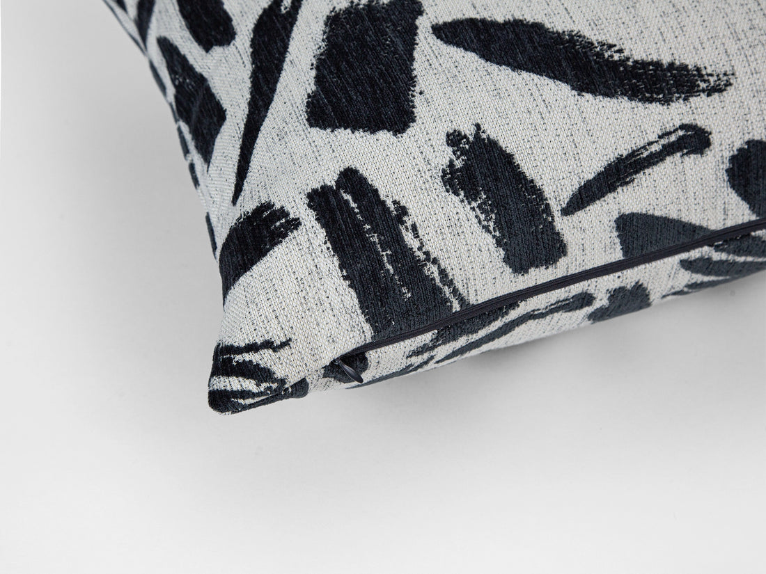 Ivory Brushstroke Woven Pillow Cover