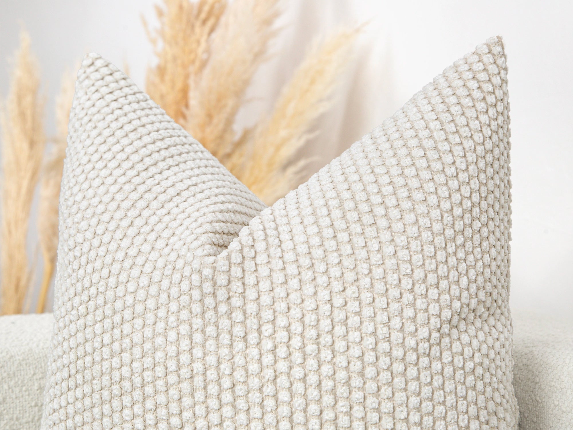 Ivory Dotted Textured Pillow Cover