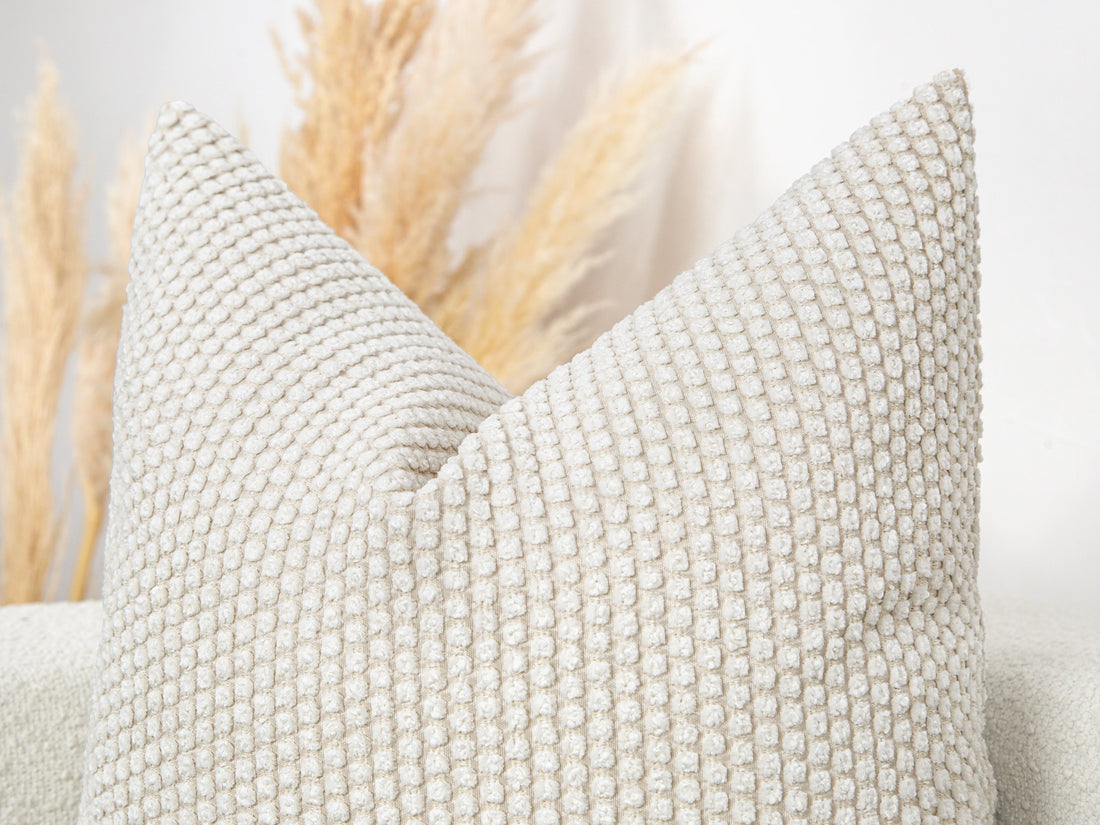 Ivory Dotted Textured Pillow Cover