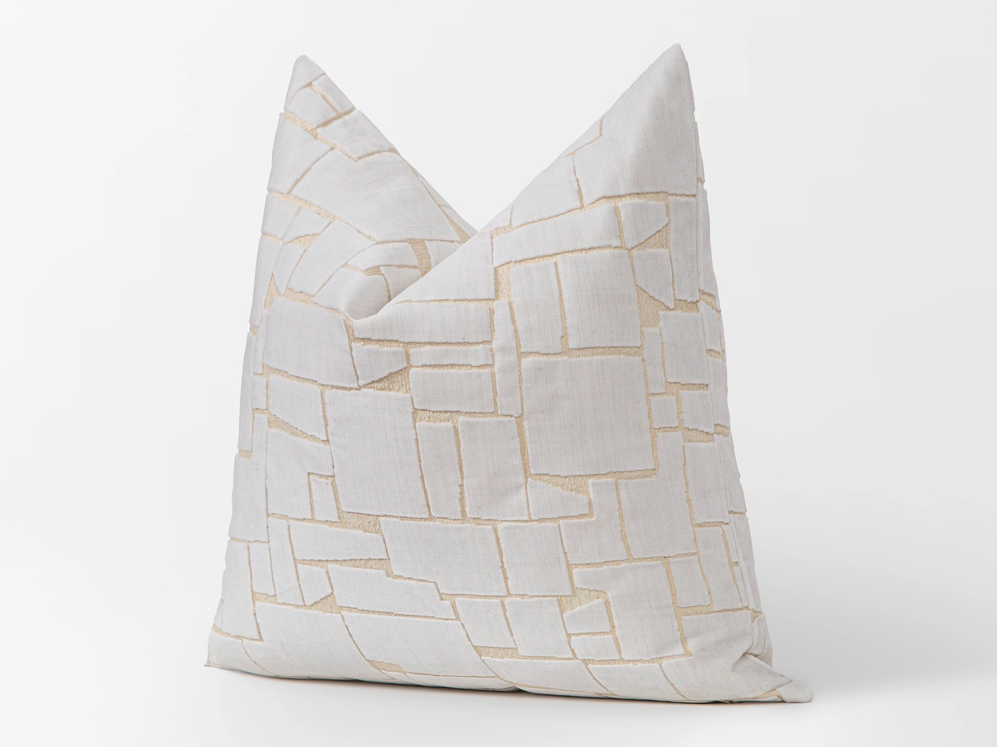 Ivory Geometric Cut Velvet Pillow Cover