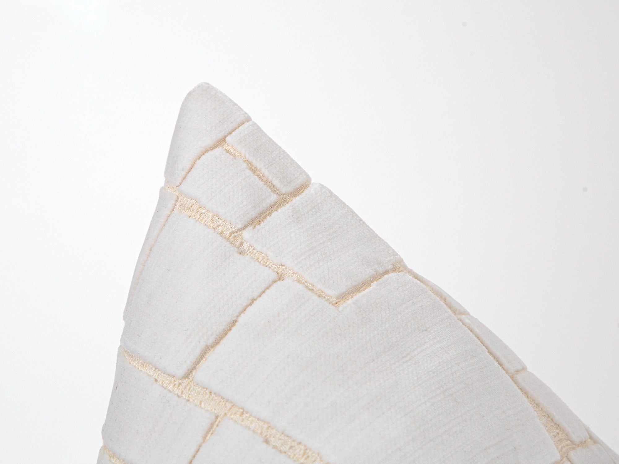 Ivory Geometric Cut Velvet Pillow Cover