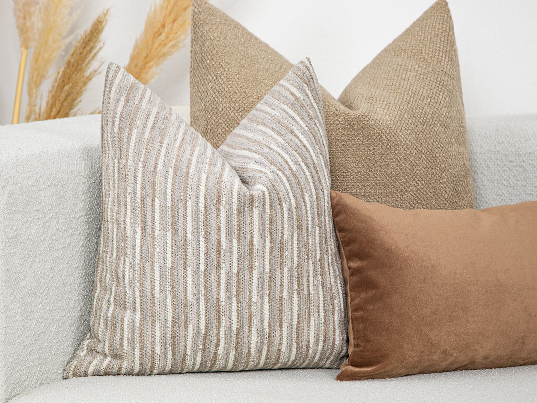 Ivory Dash Stripe Textured Pillow Cover