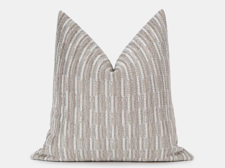 Ivory Dash Stripe Textured Pillow Cover