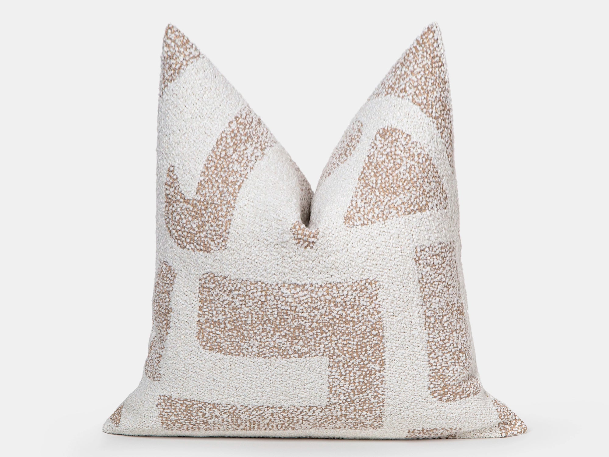 Ivory Geometric Boucle Pillow Cover