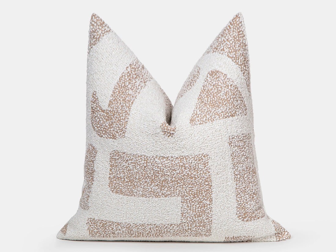 Ivory Geometric Boucle Pillow Cover