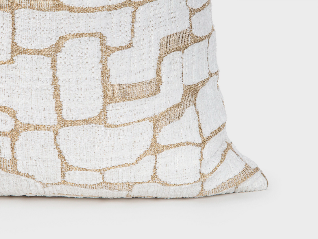 Ivory Geometric Silky Pillow Cover