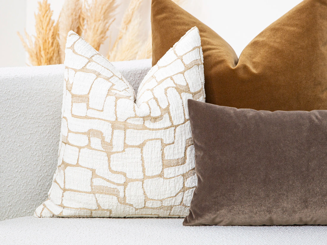 Ivory Geometric Silky Pillow Cover